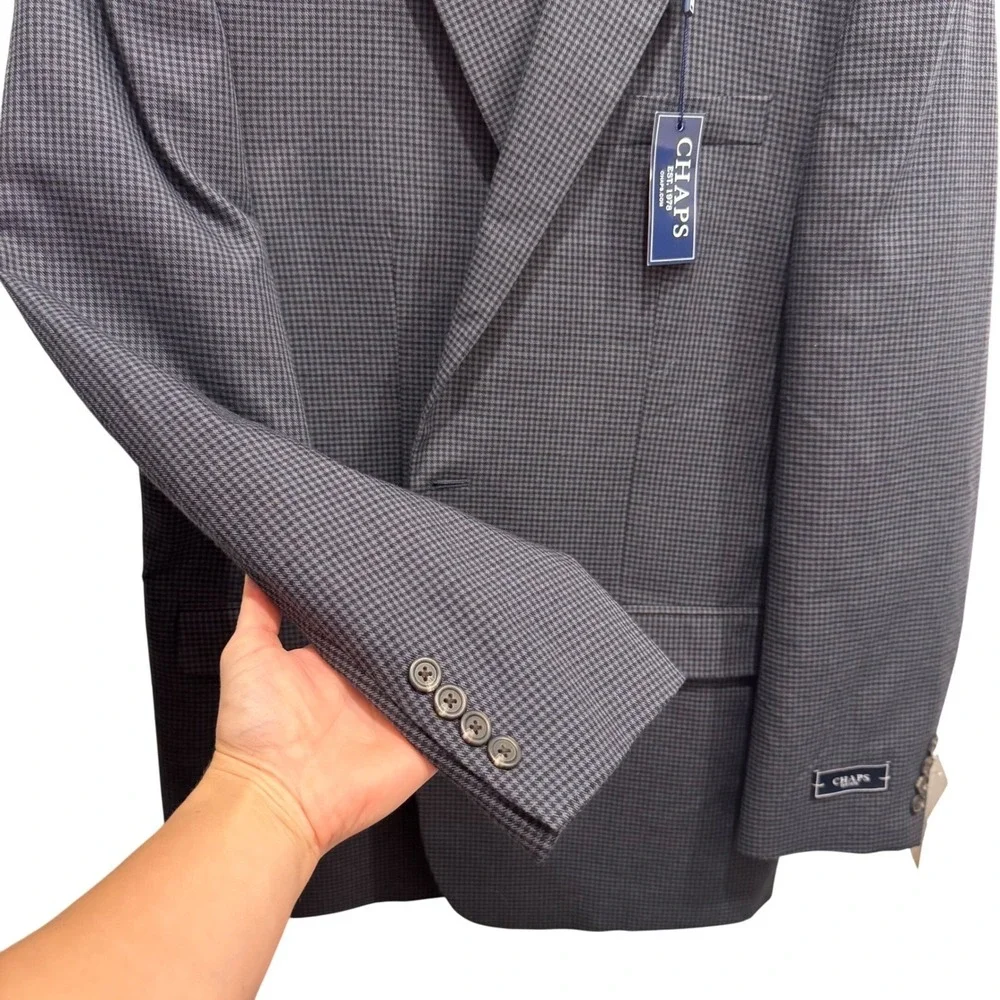 Chaps Men's Grey/Black Check Blazer –‎ 42 Long, Classic Fit